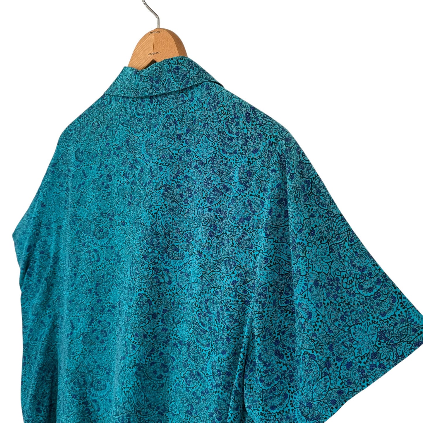 Vtg Liz Claiborne Elisabeth Silk Blouse 22P Blue Paisley Secretary Boxy Feminine