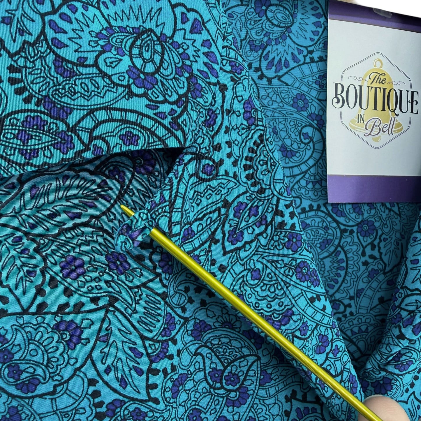 Vtg Liz Claiborne Elisabeth Silk Blouse 22P Blue Paisley Secretary Boxy Feminine