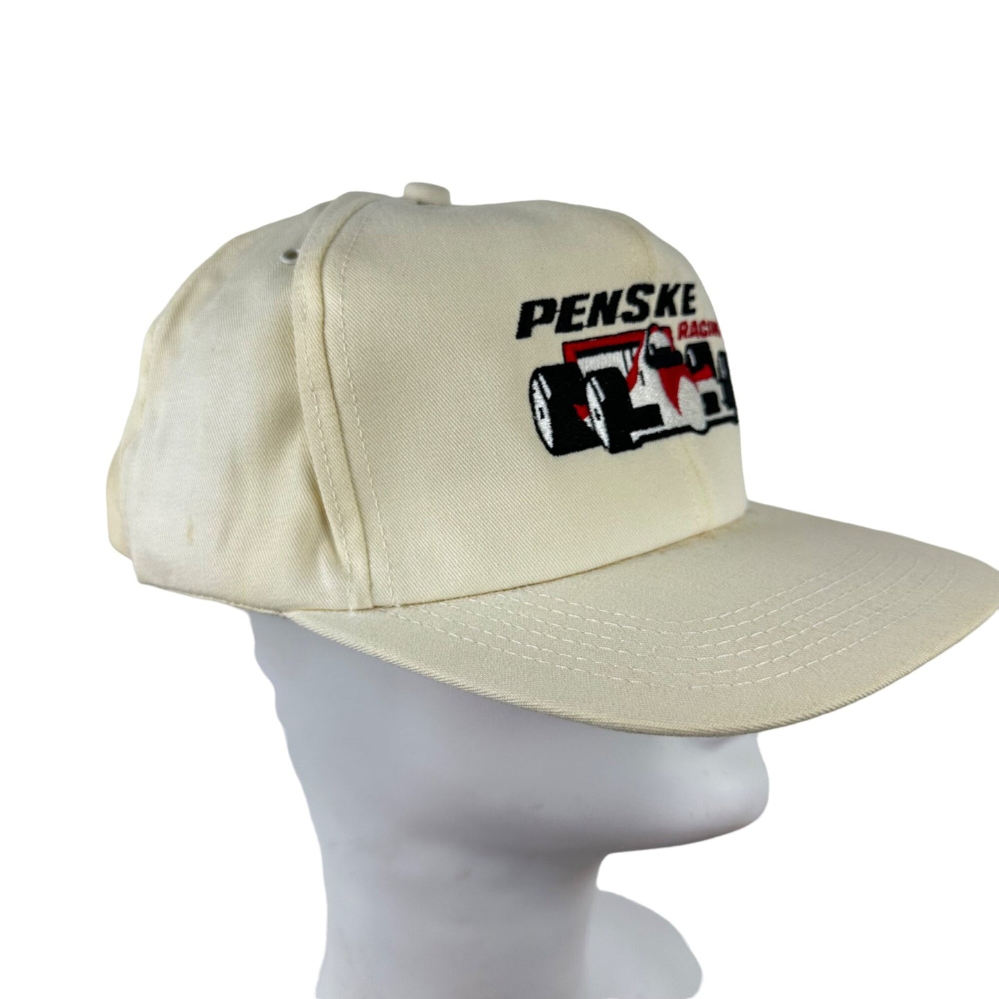 Vintage Snapback Baseball Hat Cap Penske Racing White Embroidered 90s