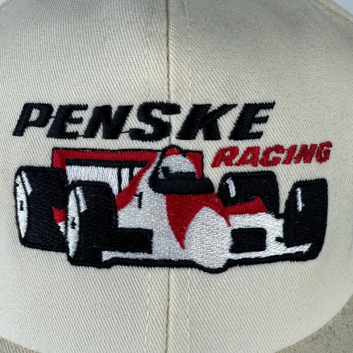 Vintage Snapback Baseball Hat Cap Penske Racing White Embroidered 90s