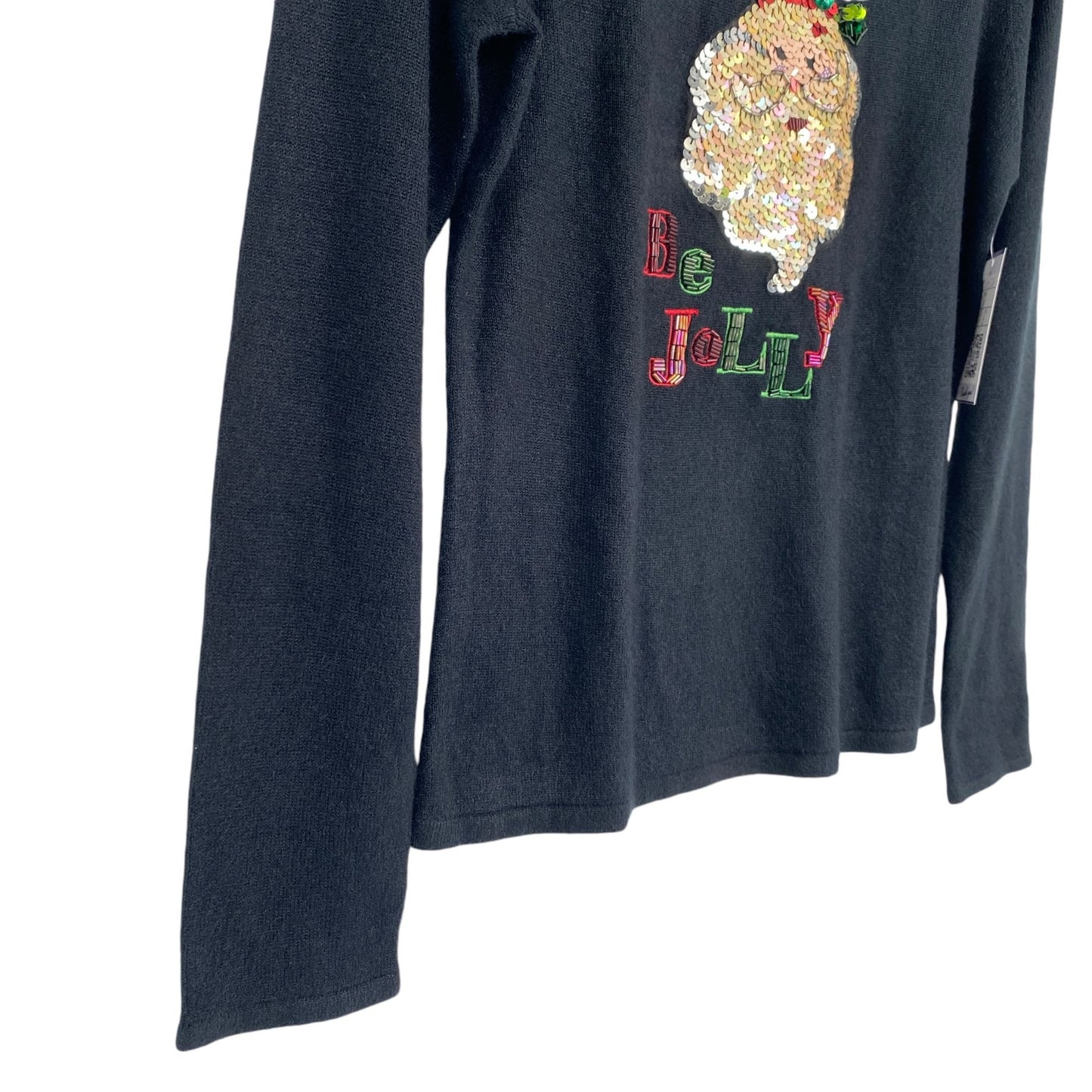 Santa Xmas Sweater K.B. Collections S Black "Be Jolly" Bling Festive Glam Kitsch