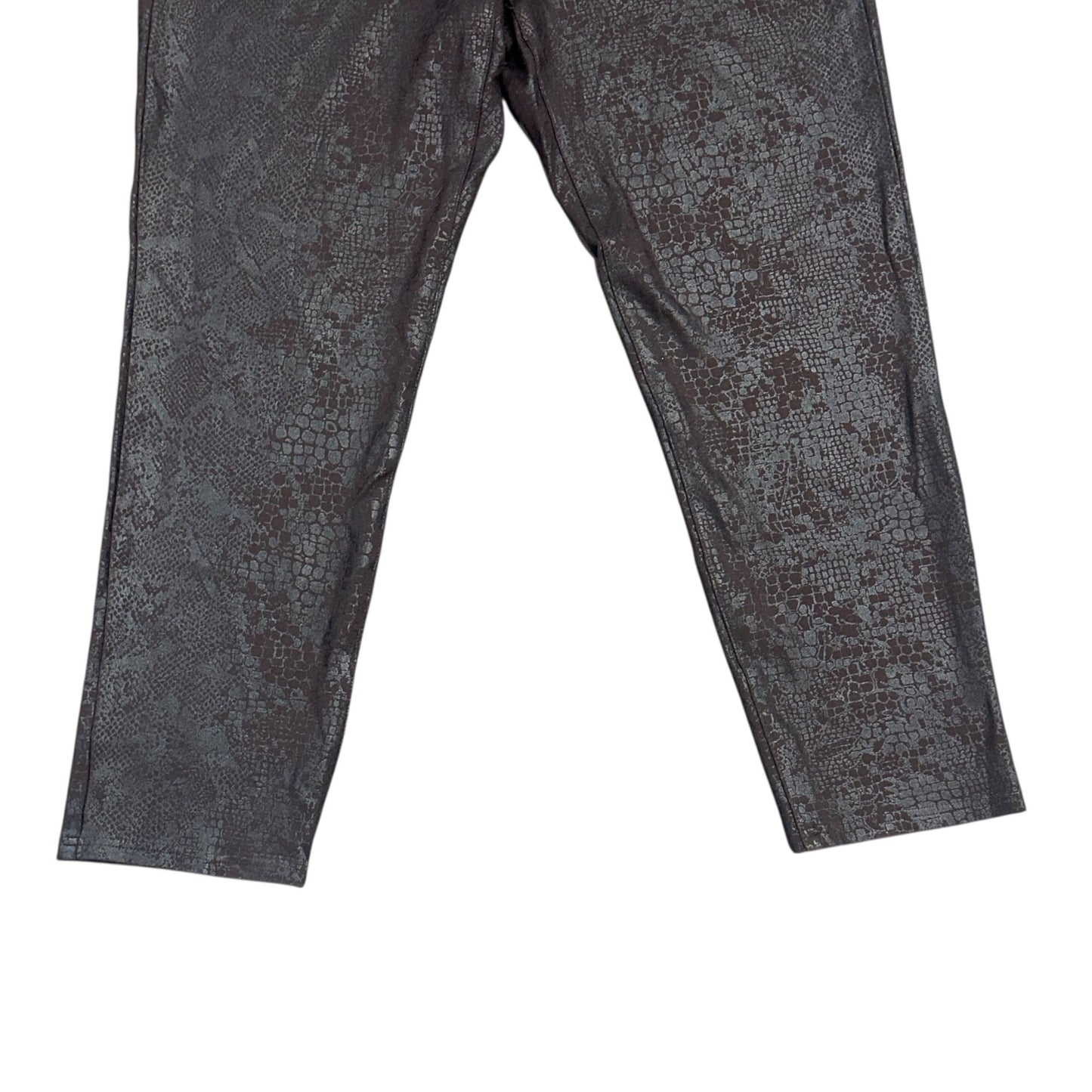 Chicos Black Metallic Snakeprint Ankle Pants Size 16 Rayon Blend Womens