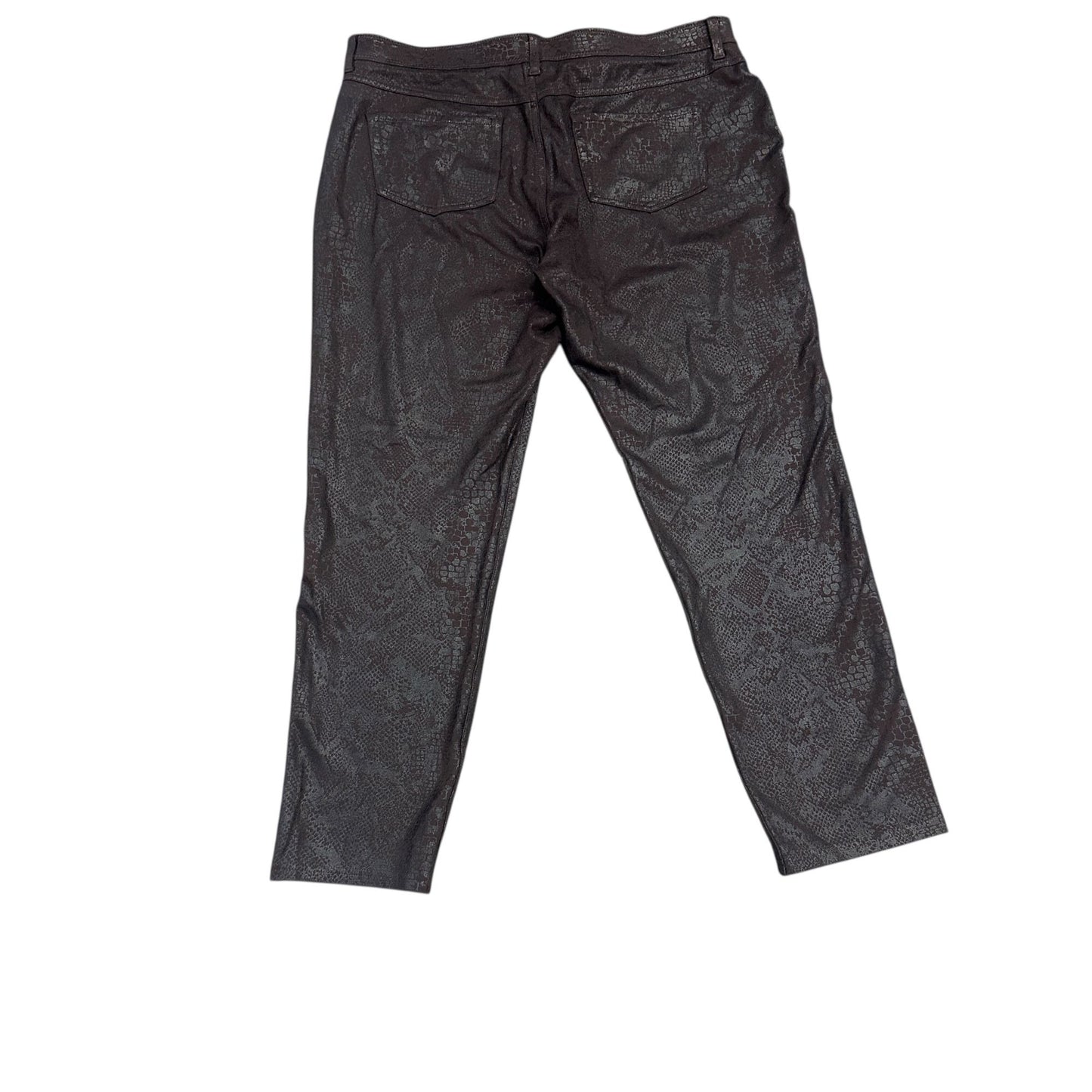 Chicos Black Metallic Snakeprint Ankle Pants Size 16 Rayon Blend Womens