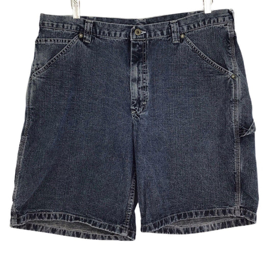 Vintage Lee Dungarees Shorts Jorts Denim Blue Jean Hammer Loop 90s Y2K Mens 38R