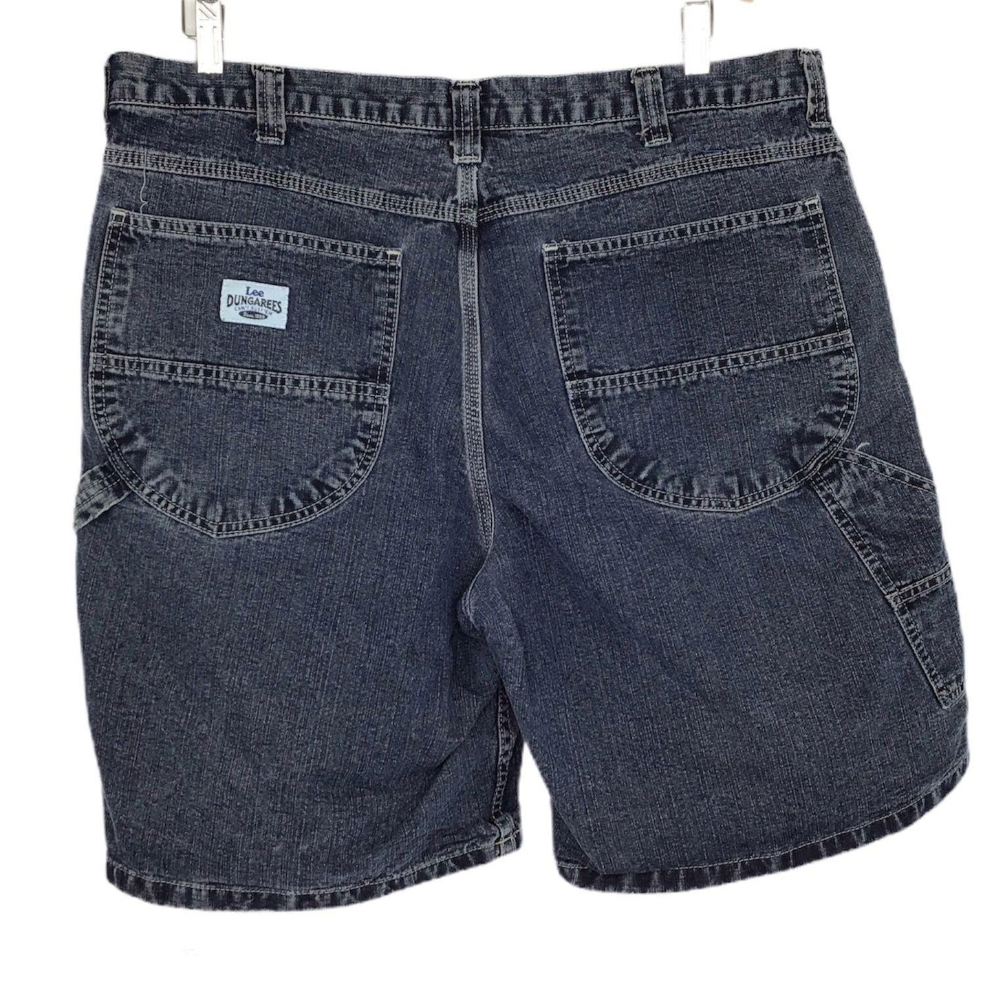 Vintage Lee Dungarees Shorts Jorts Denim Blue Jean Hammer Loop 90s Y2K Mens 38R
