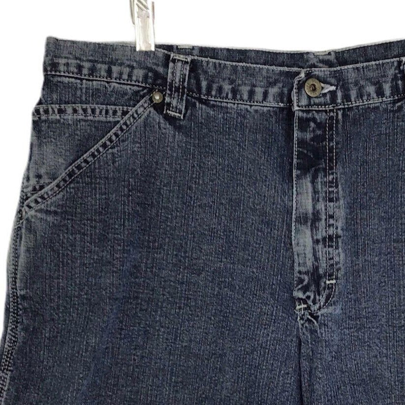Vintage Lee Dungarees Shorts Jorts Denim Blue Jean Hammer Loop 90s Y2K Mens 38R
