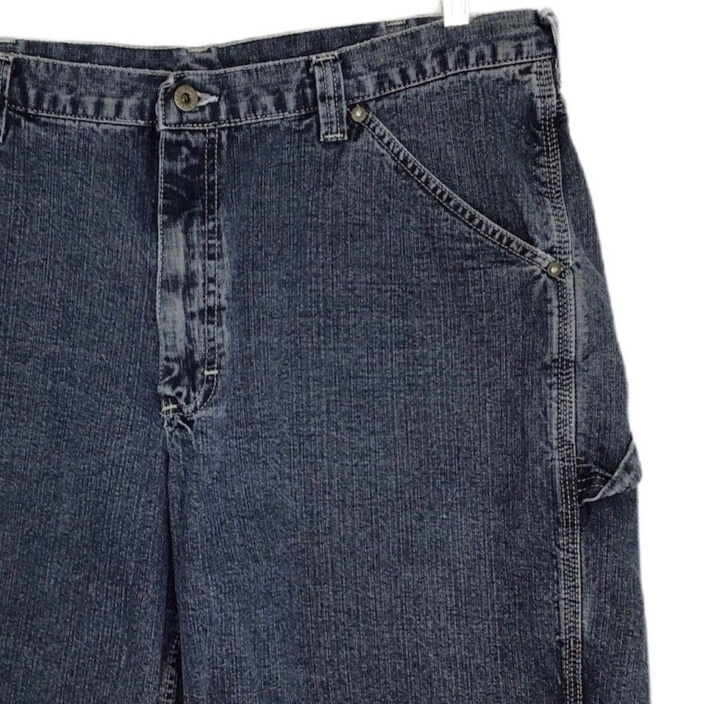 Vintage Lee Dungarees Shorts Jorts Denim Blue Jean Hammer Loop 90s Y2K Mens 38R