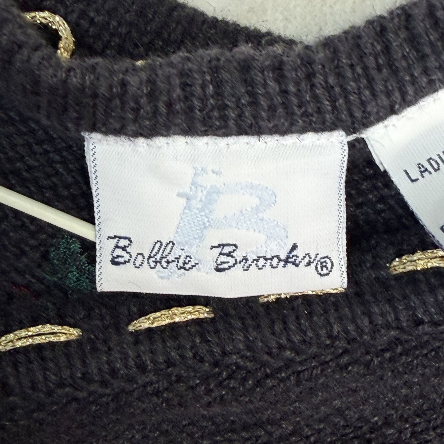 Bobbie Brooks Womens S Christmas Sweater Vest Black Festive Embroidered Beaded