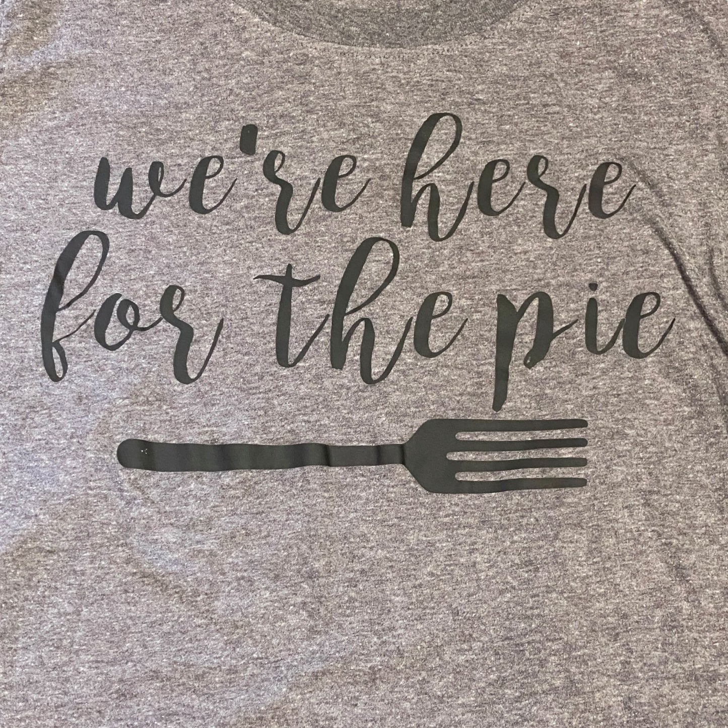 Crazydog Tshirts Thanksgiving Maternity Tee Large "We're here for the pie" Gray