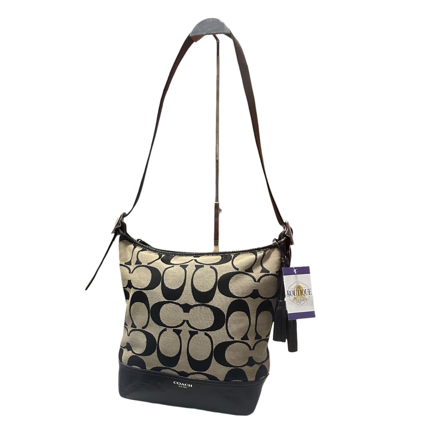 Coach Legacy Signature Bucket With Tassles Black Beige Style M1281-21149