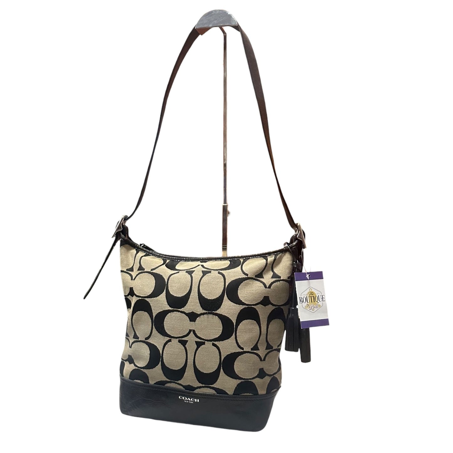 Coach Legacy Signature Bucket With Tassles Black Beige Style M1281-21149