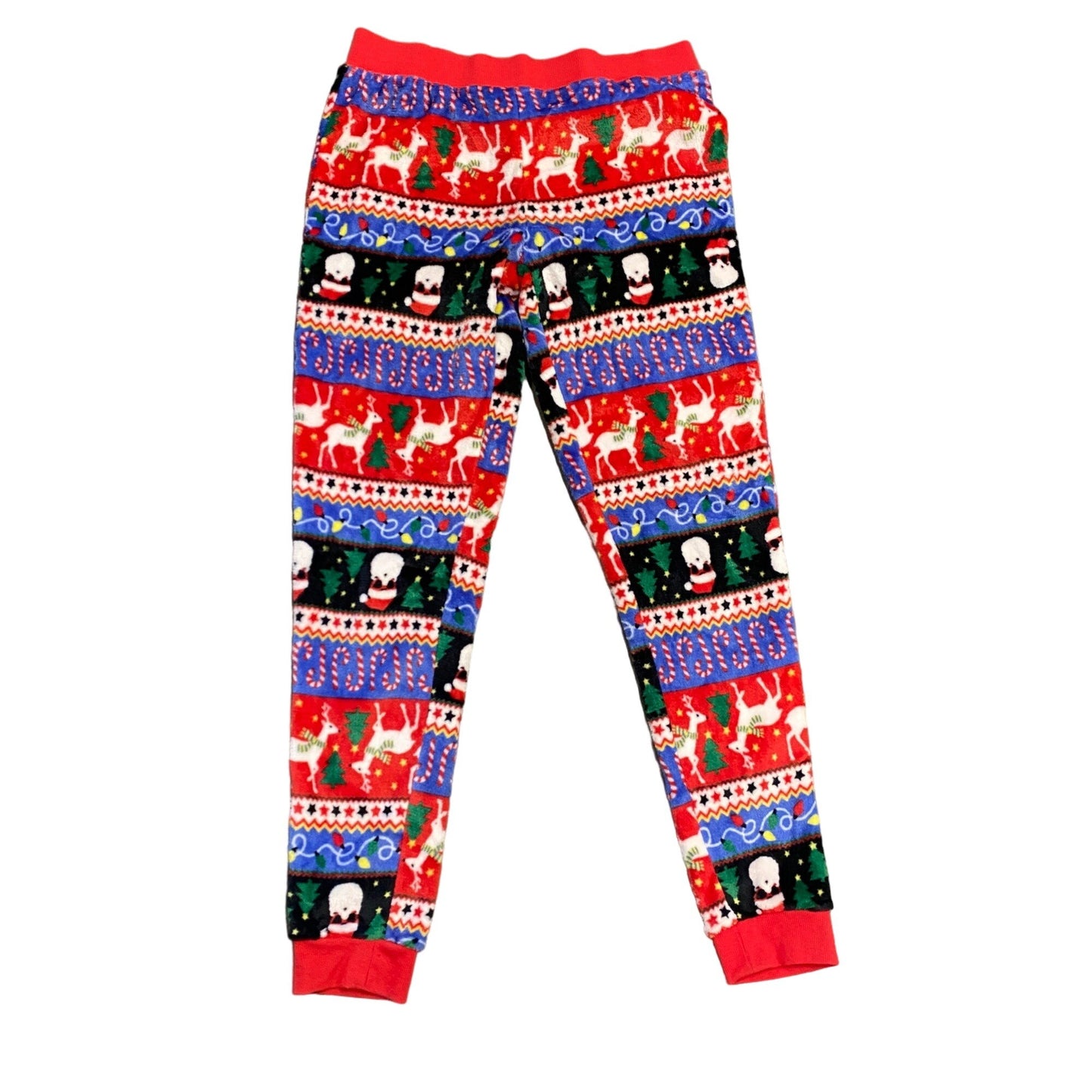 Secret Treasures M Fleece PJ Set "Happy Holla Days" 3D Santa Sequin Joggers