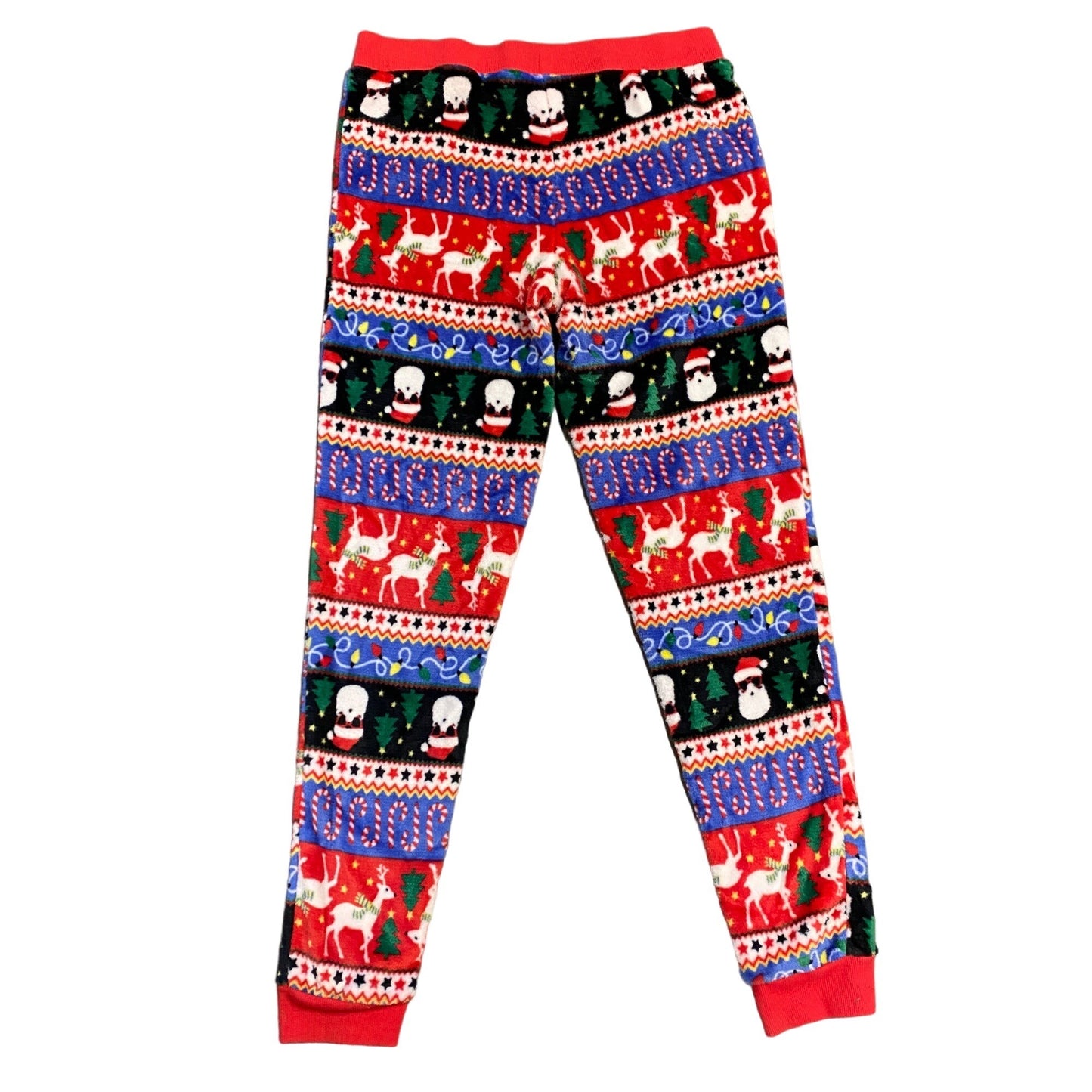 Secret Treasures M Fleece PJ Set "Happy Holla Days" 3D Santa Sequin Joggers