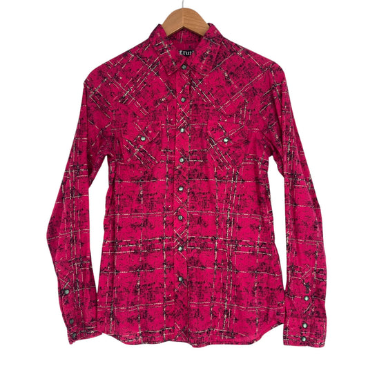 Cruel Women S Hot Pink Plaid Pearl Snap Shirt Embroidered Long Sleeve Rodeo Show