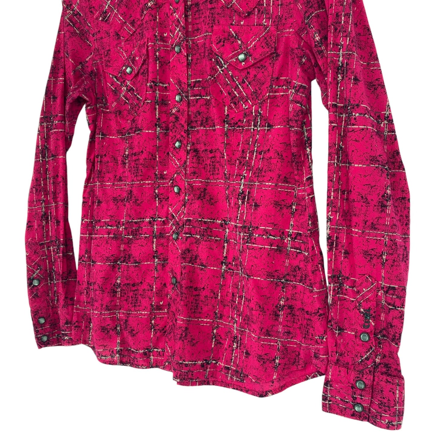 Cruel Women S Hot Pink Plaid Pearl Snap Shirt Embroidered Long Sleeve Rodeo Show