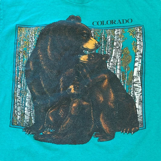 Vtg Colorado Brown Bear Cub Tee Hanes Single Stitch L USA Wildlife National Park