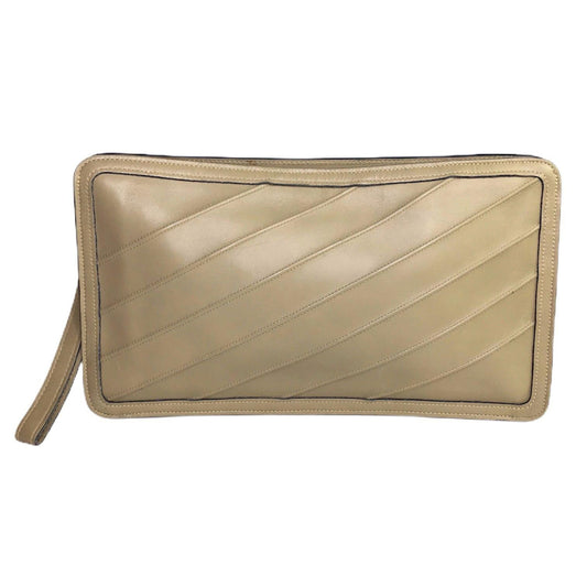 Vintage Anne Klein Wristlet Clutch Tan Zipper Closure Divider Pockets Pocketbook