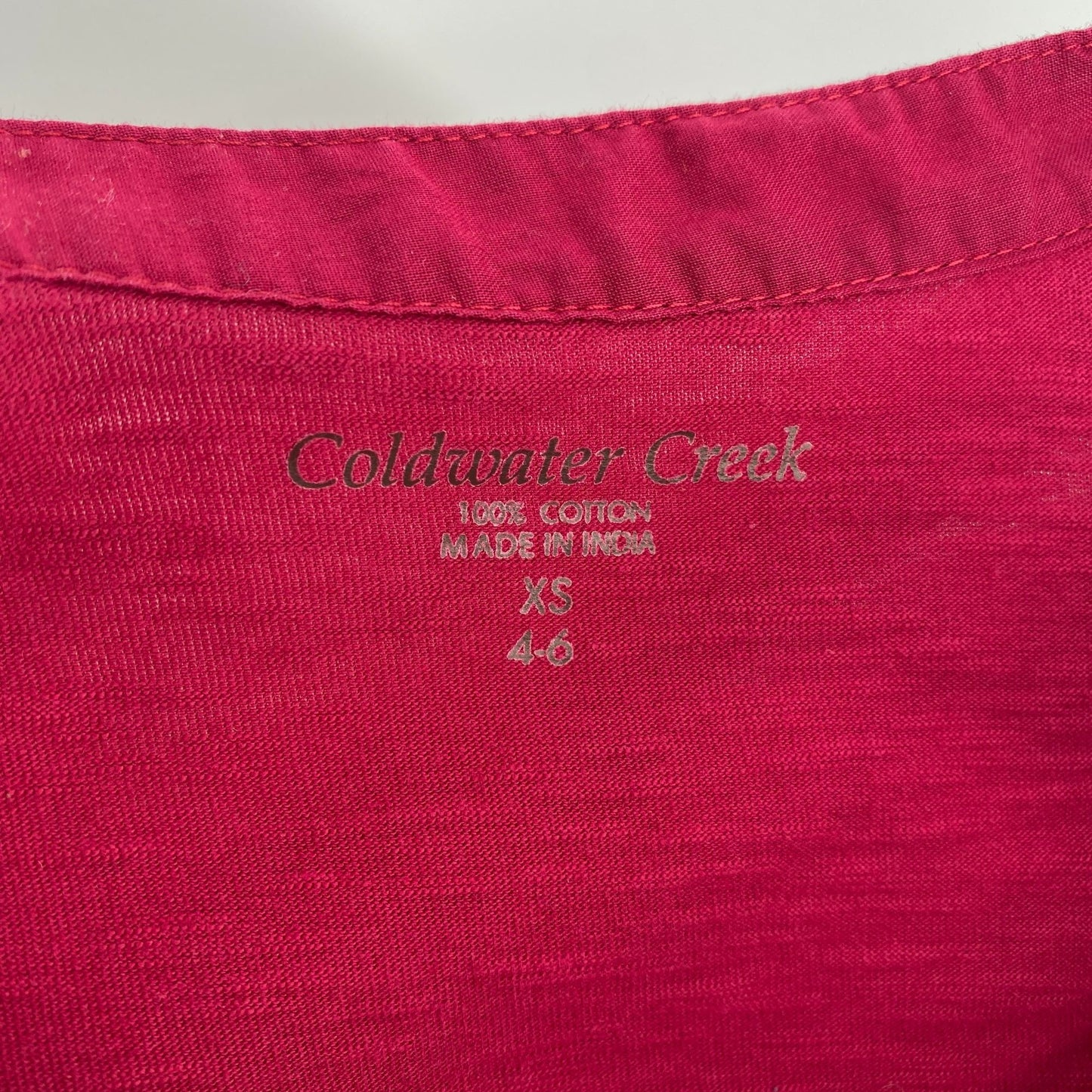 Coldwater Creek Blouse Maroon XS Tunic Pintuck Beaded Roll Tab Split Hem Vneck