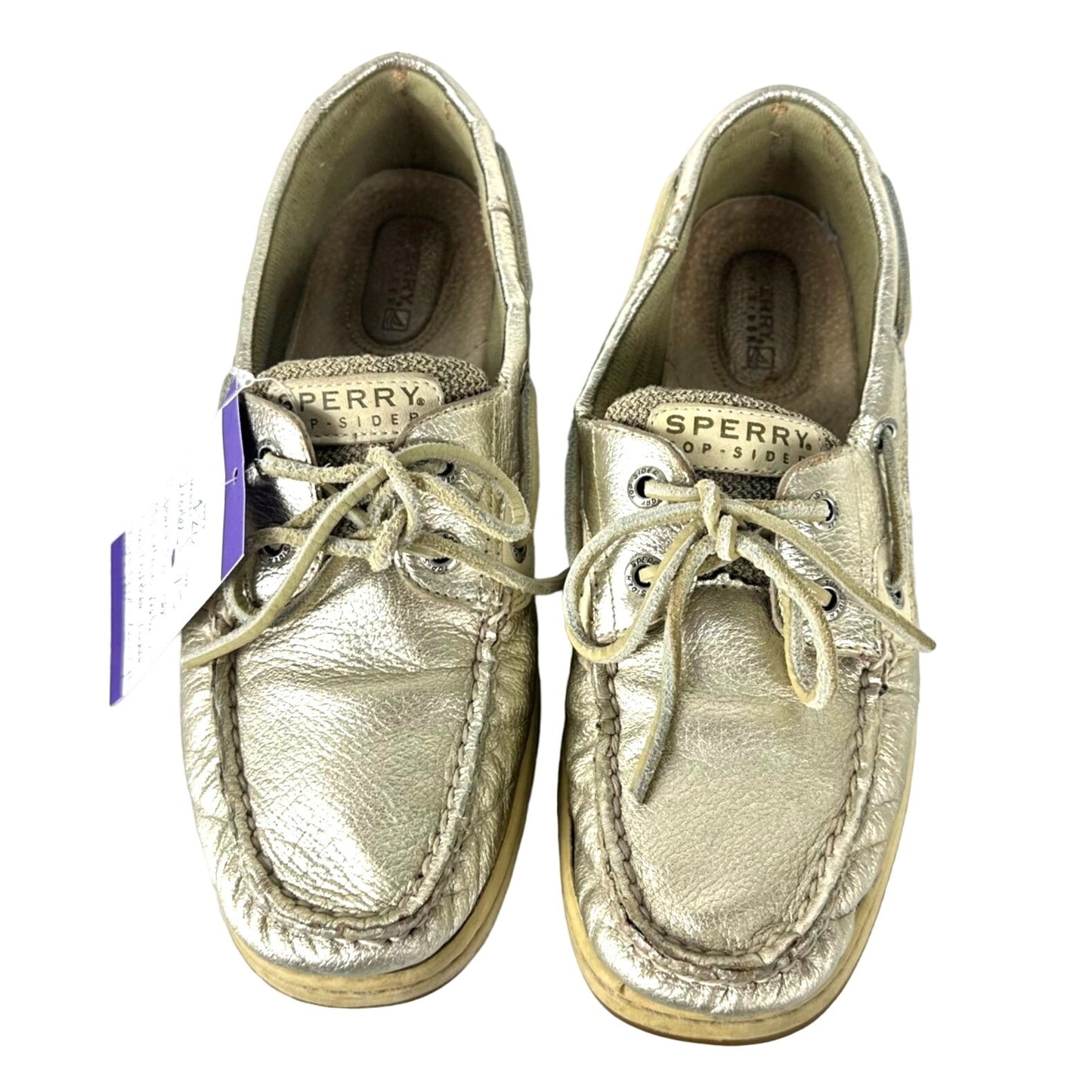 Sperry Top Sider Womens 7.5 Angelfish Gold Boat Shoe 9174400 Metallic Deck 2-Eye