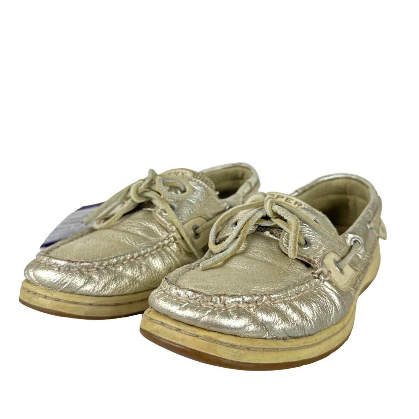 Sperry Top Sider Womens 7.5 Angelfish Gold Boat Shoe 9174400 Metallic Deck 2-Eye