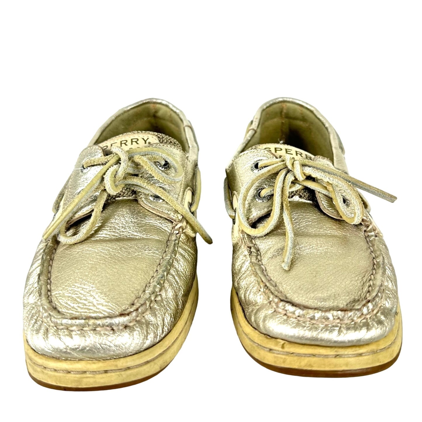 Sperry Top Sider Womens 7.5 Angelfish Gold Boat Shoe 9174400 Metallic Deck 2-Eye