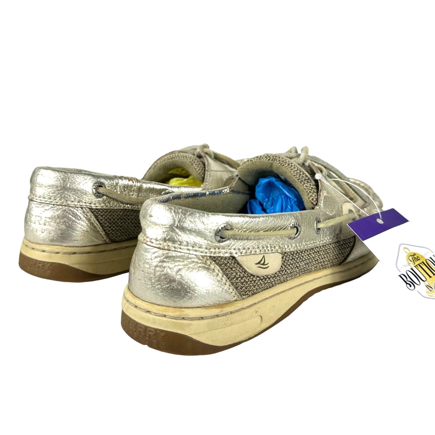 Sperry Top Sider Womens 7.5 Angelfish Gold Boat Shoe 9174400 Metallic Deck 2-Eye