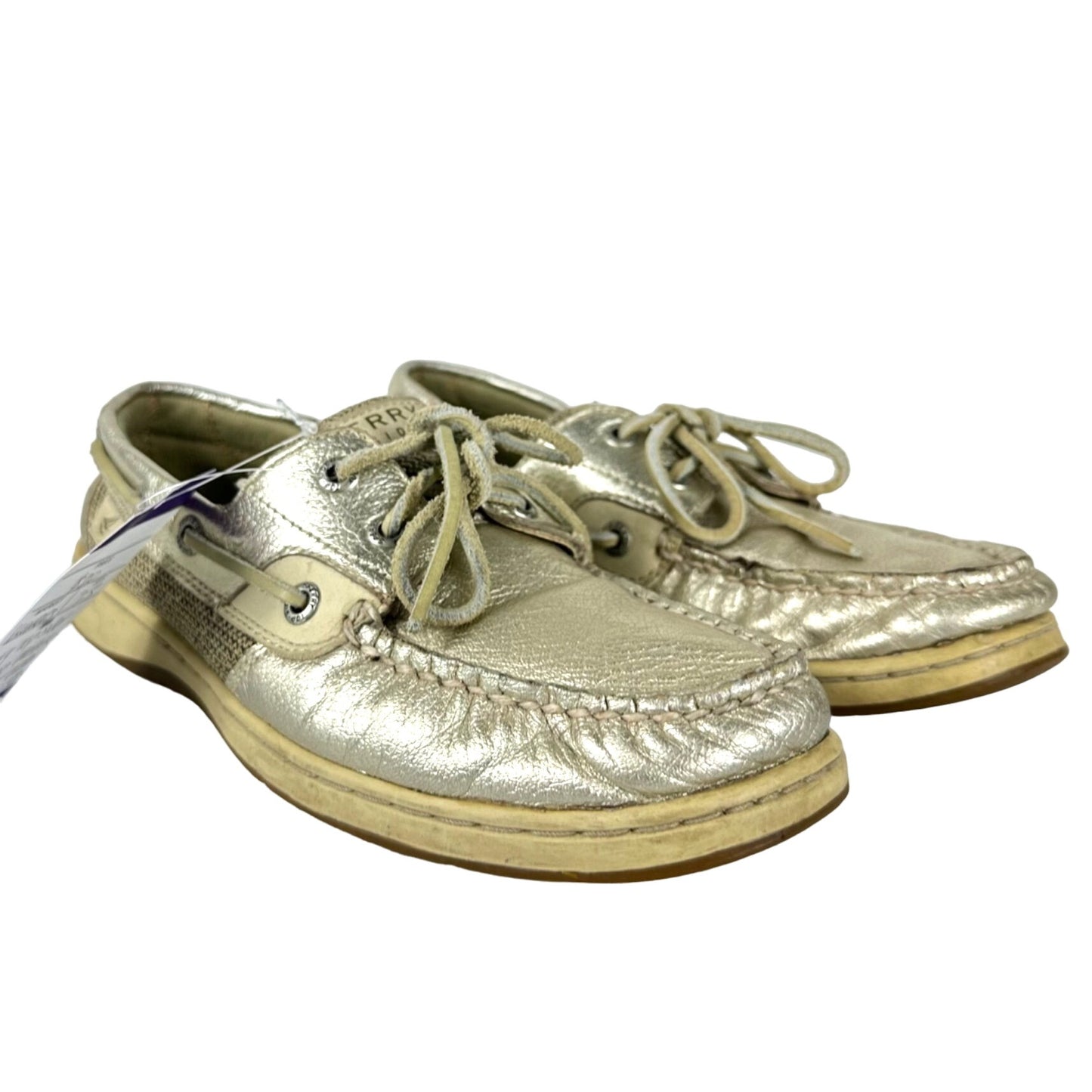 Sperry Top Sider Womens 7.5 Angelfish Gold Boat Shoe 9174400 Metallic Deck 2-Eye