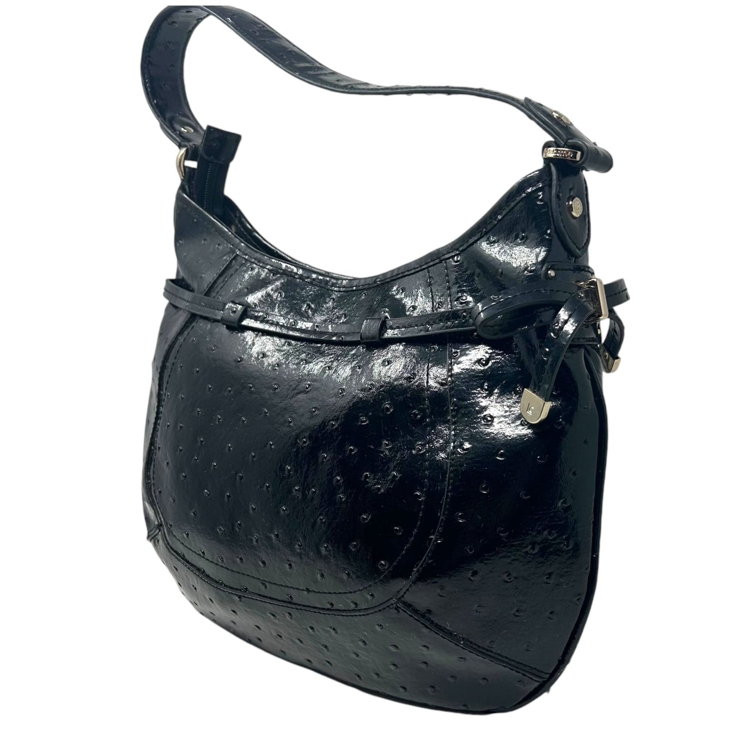 Liz Claiborne Hobo Bucket Bag Purse Handbag Black Zip Closure Gold Hardware