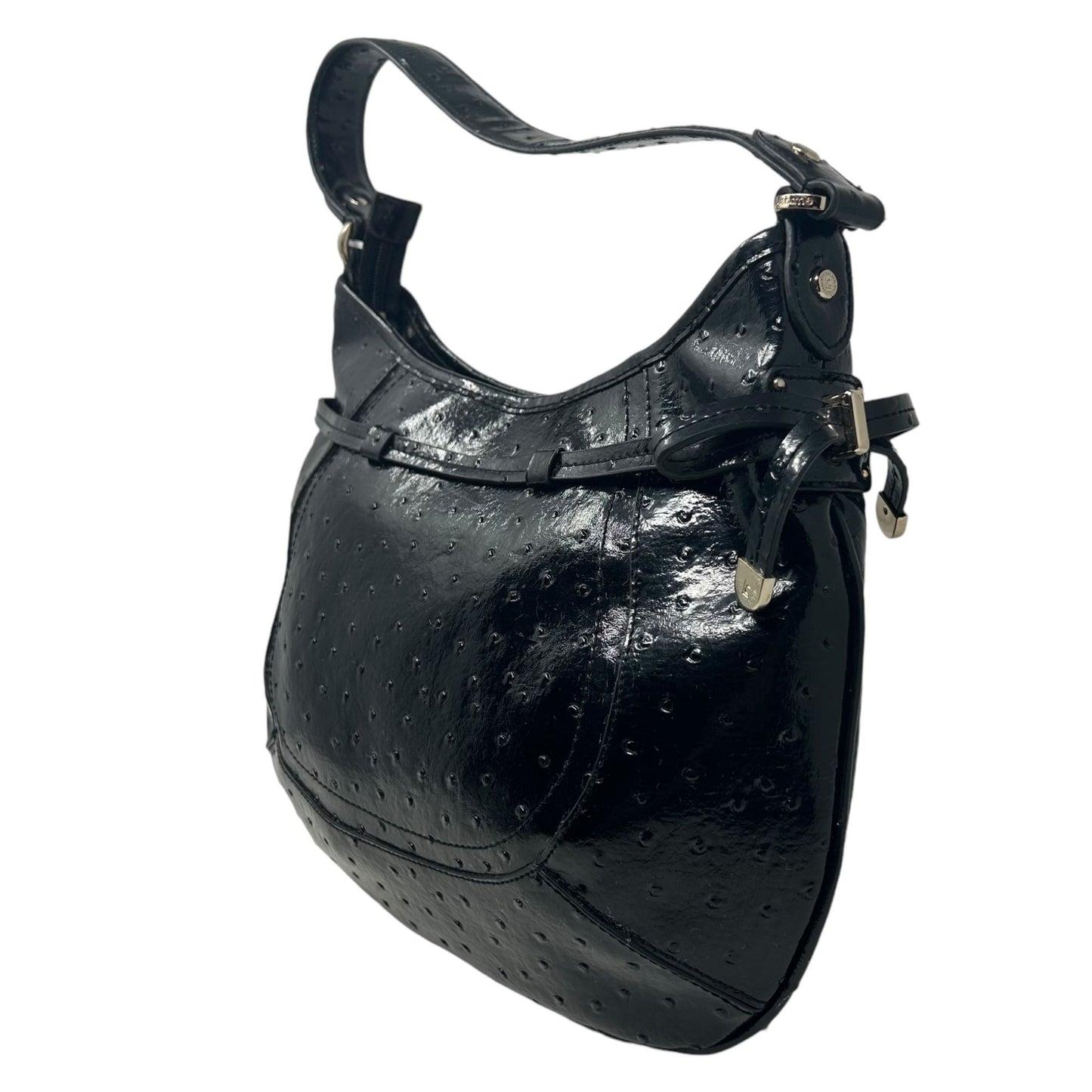 Liz Claiborne Hobo Bucket Bag Purse Handbag Black Zip Closure Gold Hardware