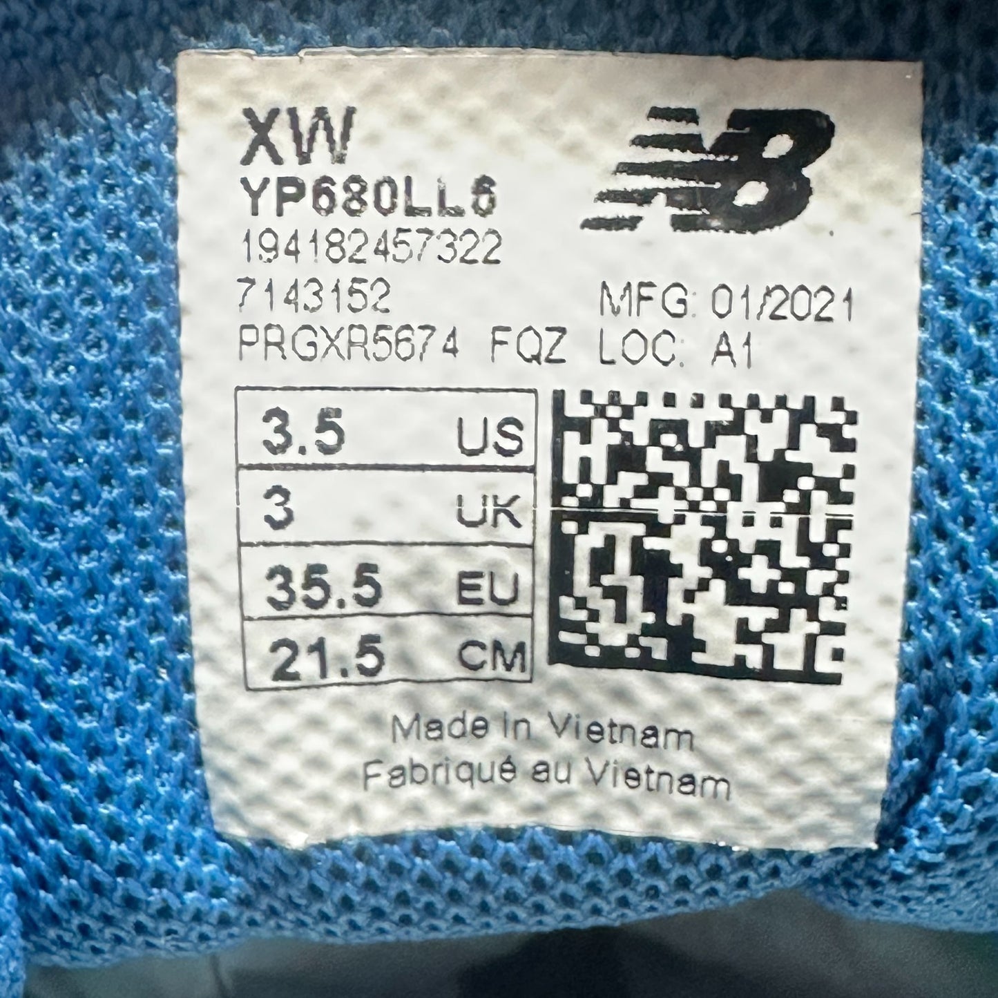 New Balance Kids 3.5 680v6 Running Shoes Bali Blue Mako Blue Ginger Athletic