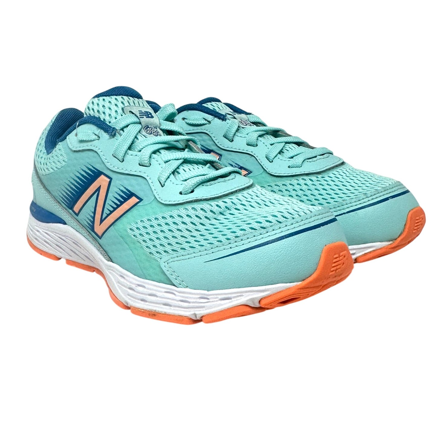 New Balance Kids 3.5 680v6 Running Shoes Bali Blue Mako Blue Ginger Athletic