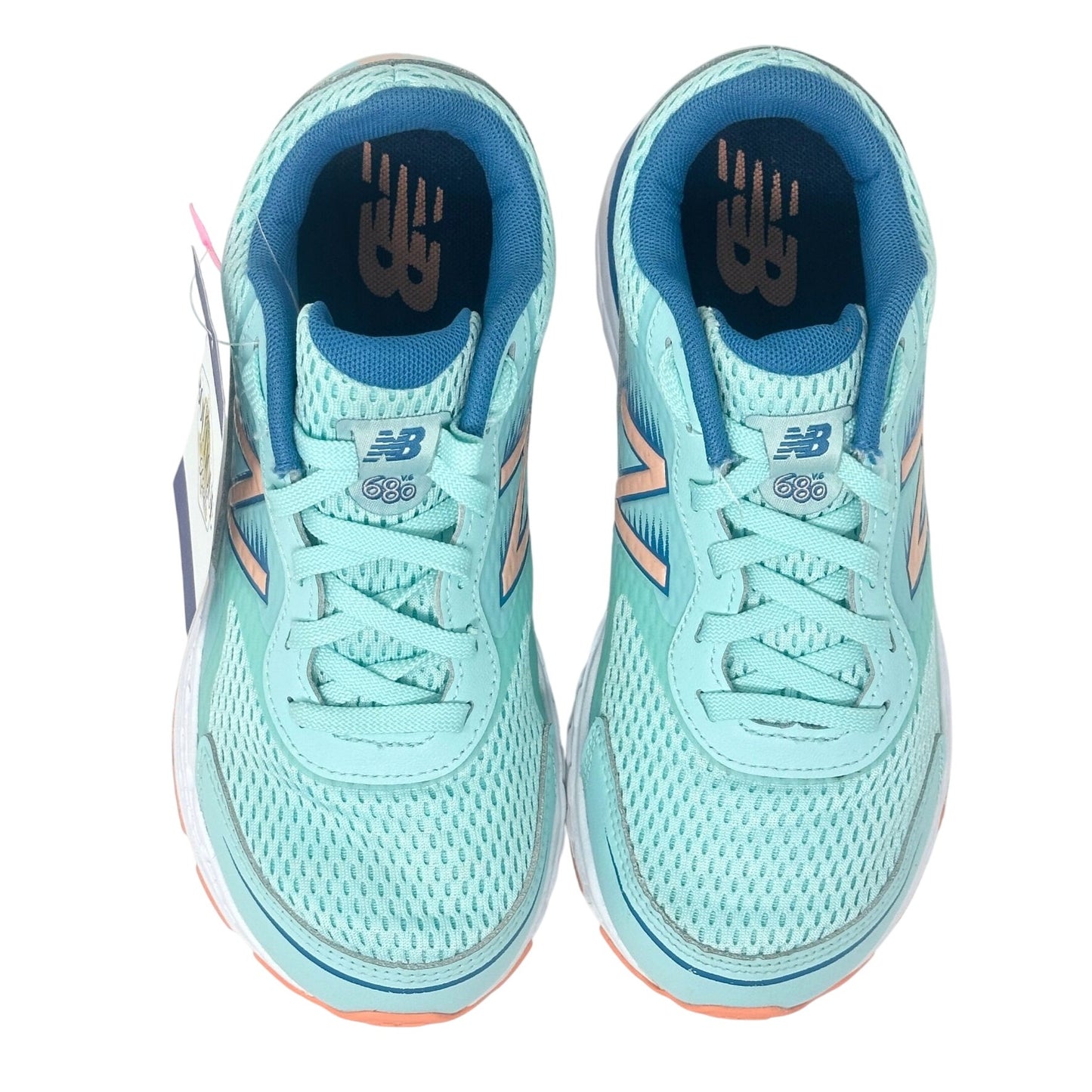 New Balance Kids 3.5 680v6 Running Shoes Bali Blue Mako Blue Ginger Athletic