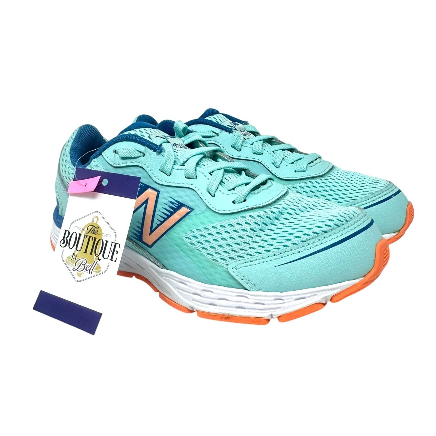 New Balance Kids 3.5 680v6 Running Shoes Bali Blue Mako Blue Ginger Athletic