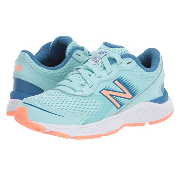 New Balance Kids 3.5 680v6 Running Shoes Bali Blue Mako Blue Ginger Athletic