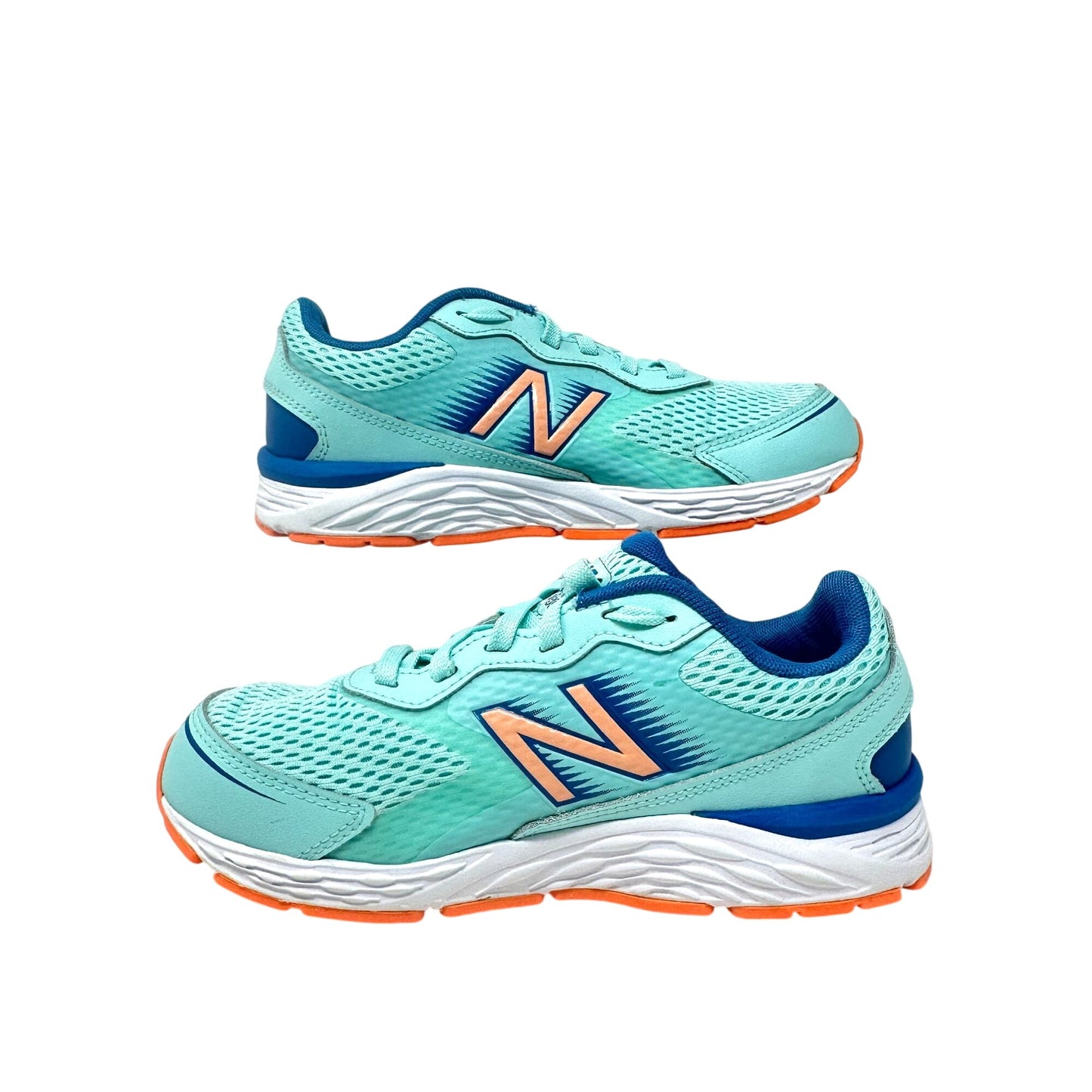 New Balance Kids 3.5 680v6 Running Shoes Bali Blue Mako Blue Ginger Athletic