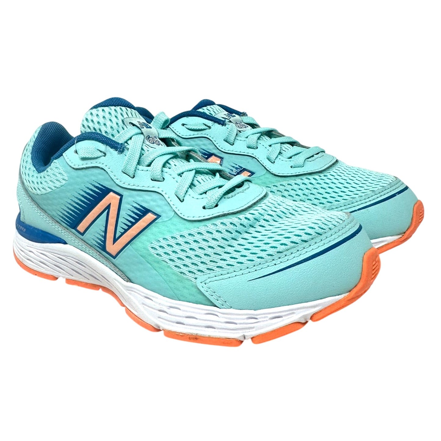 New Balance Kids 3.5 680v6 Running Shoes Bali Blue Mako Blue Ginger Athletic