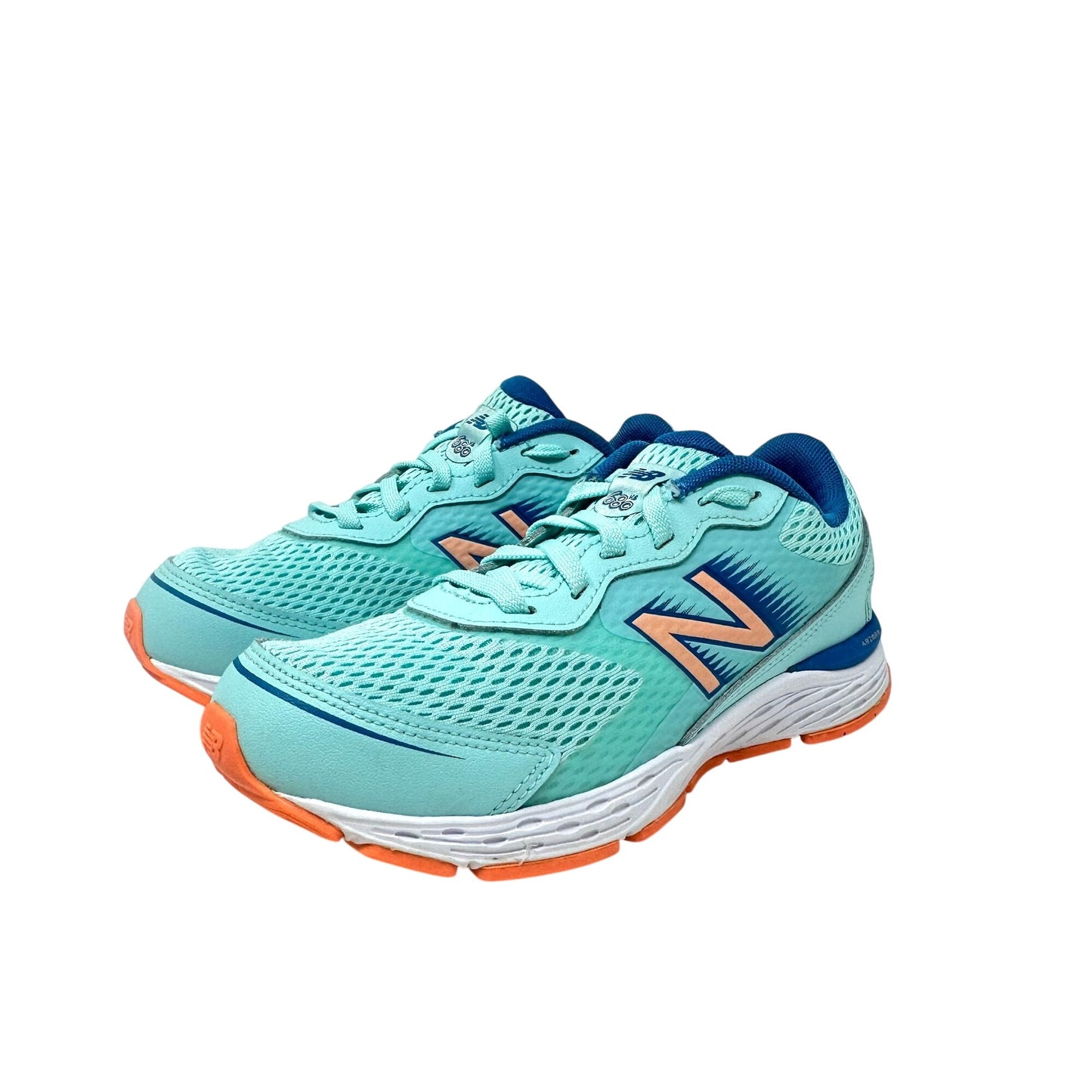New Balance Kids 3.5 680v6 Running Shoes Bali Blue Mako Blue Ginger Athletic