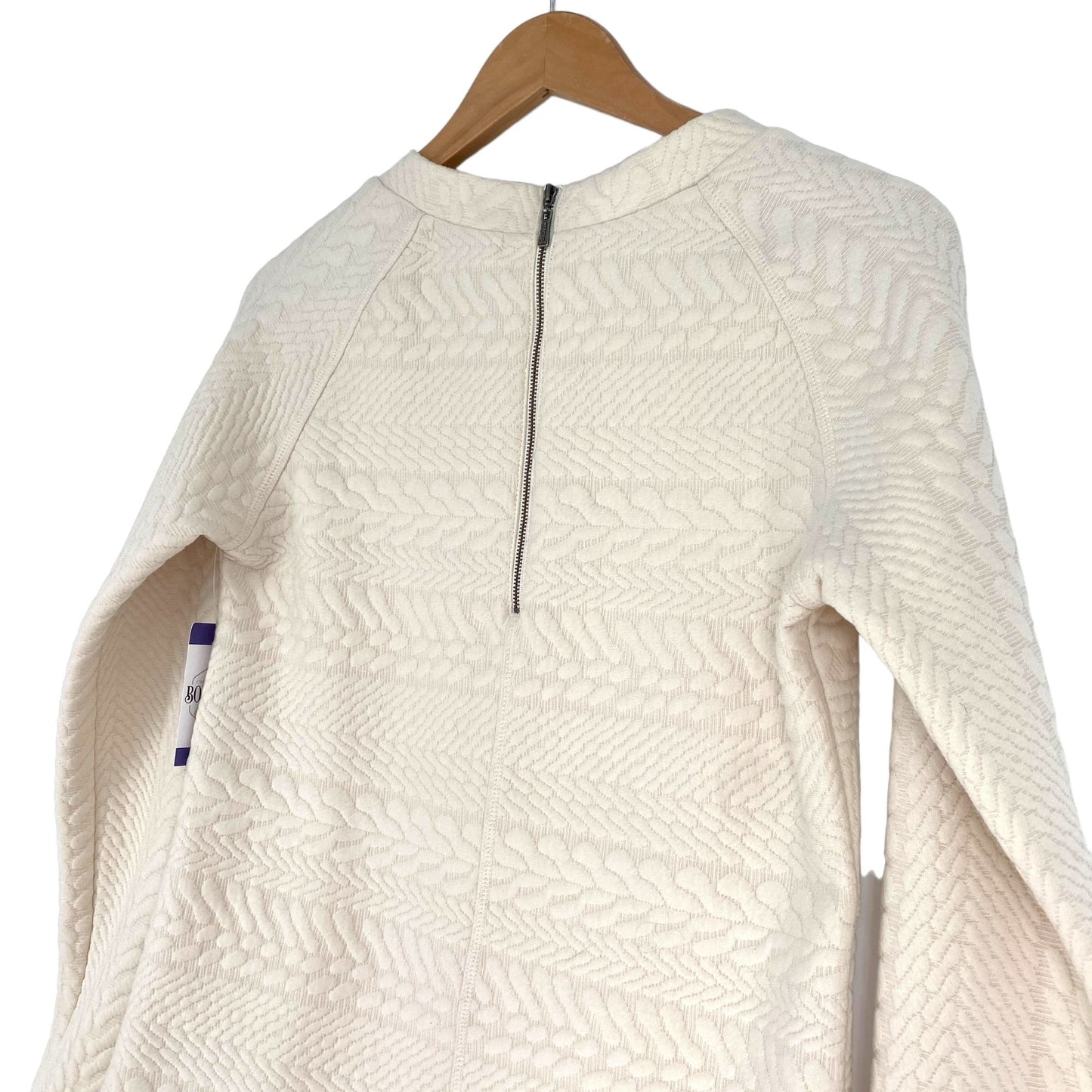 PrAna Macee Dress Shift M Ivory Quilted Textured Jacquard Minimal Quiet Luxury