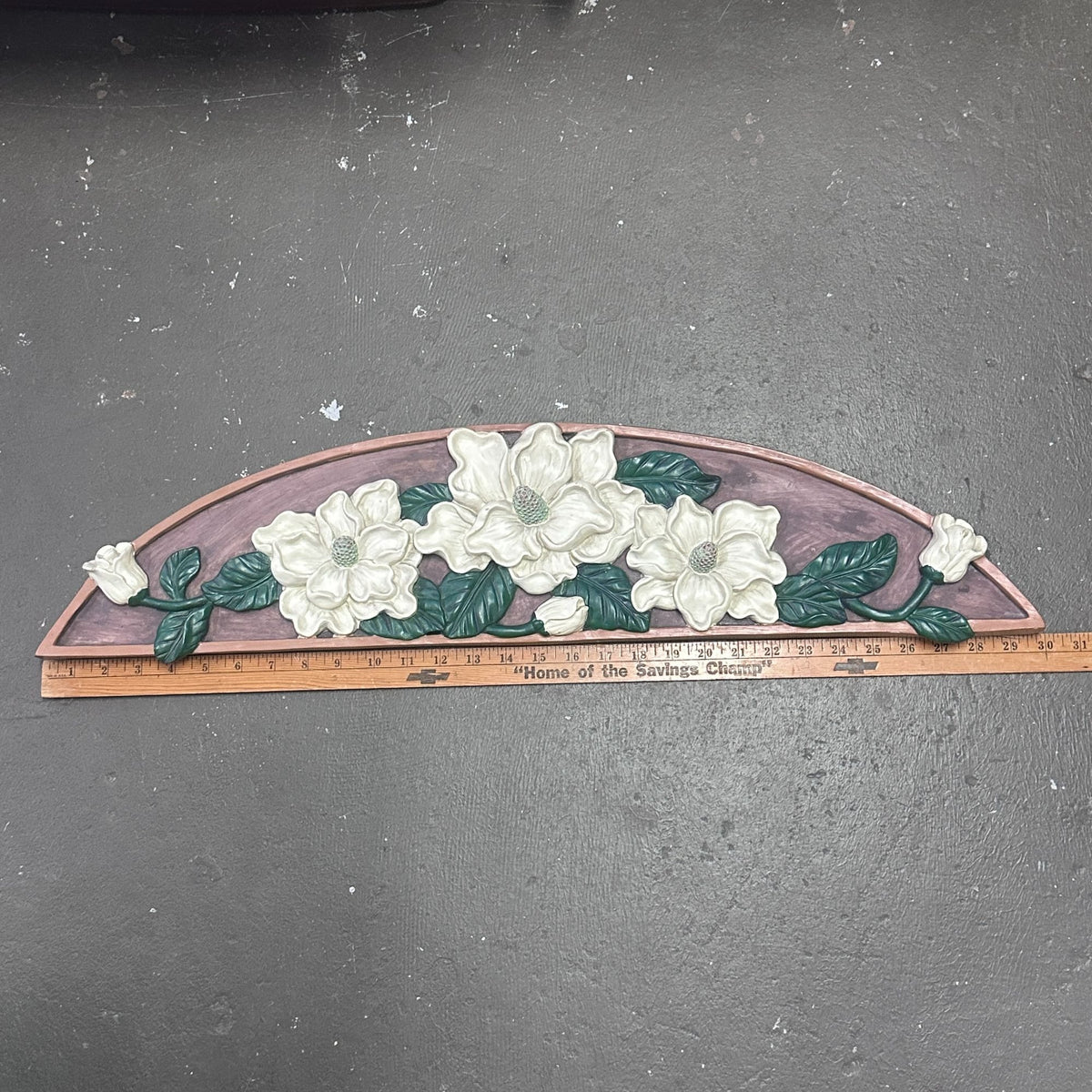 Vintage Ornate Magnolia 3-D Resin Window Door Topper Plaque Pediment