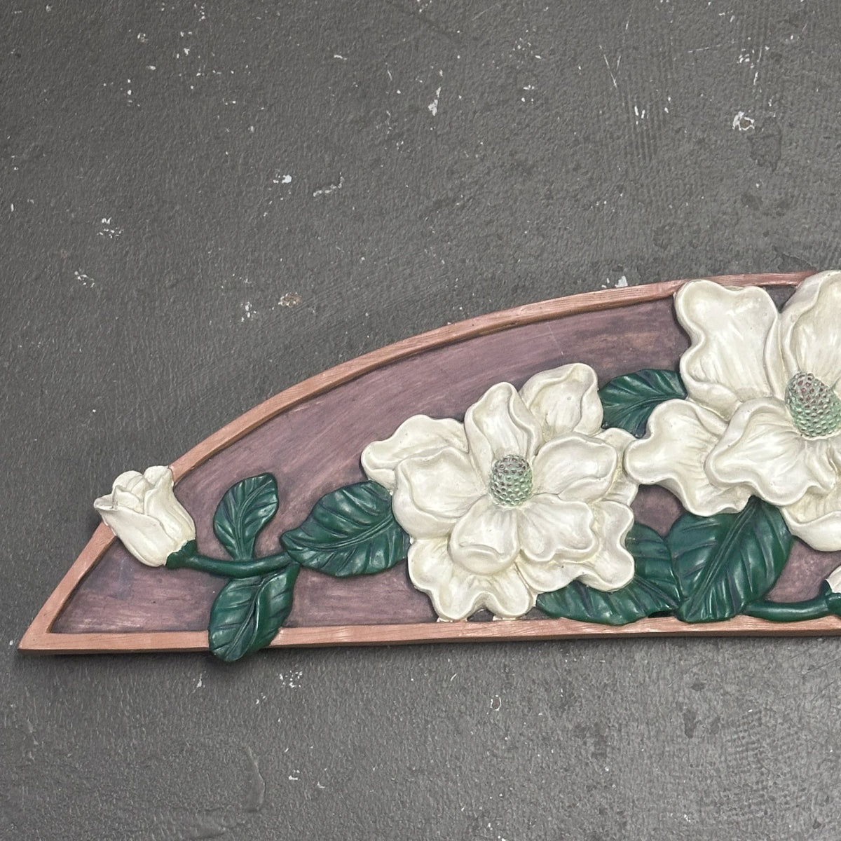 Vintage Ornate Magnolia 3-D Resin Window Door Topper Plaque Pediment