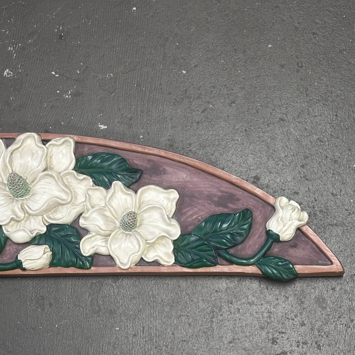 Vintage Ornate Magnolia 3-D Resin Window Door Topper Plaque Pediment
