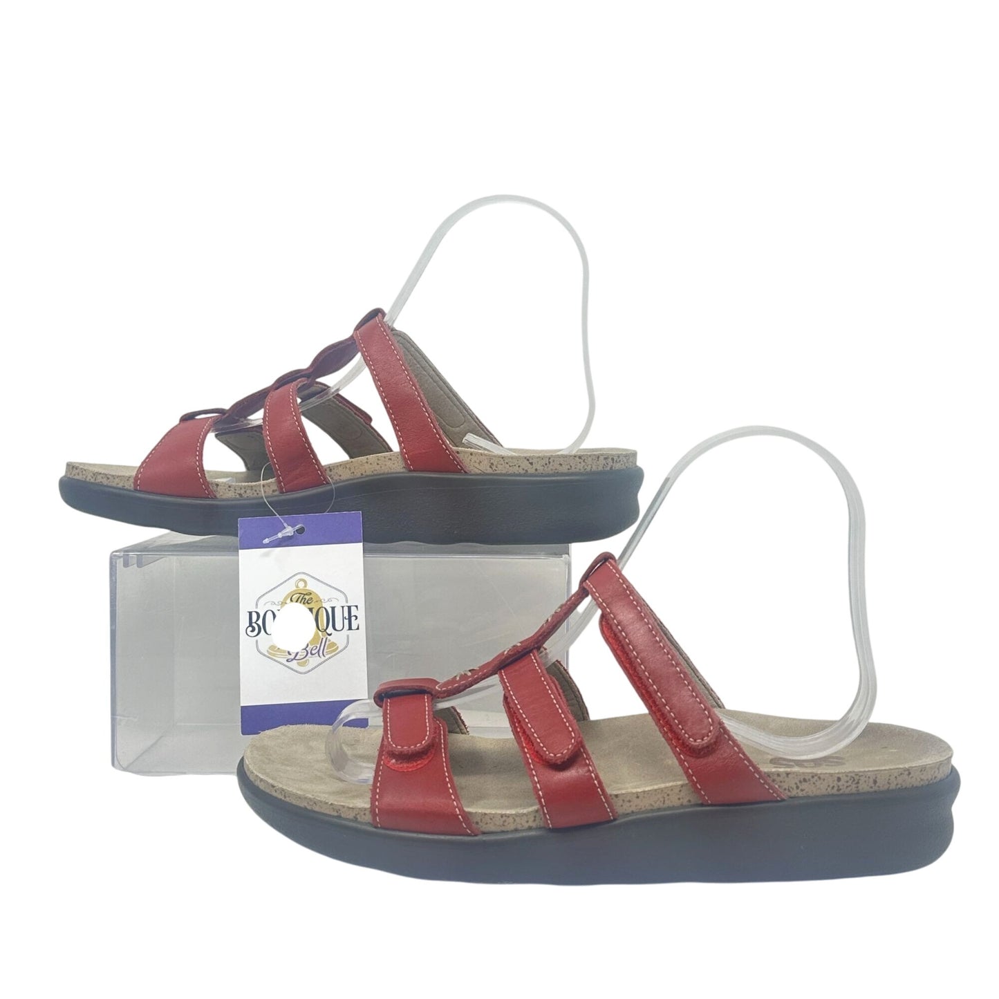 SAS Naples Slide Sandal Red Leather 8.5 M Tripad Comfort Strap Vacation Resort