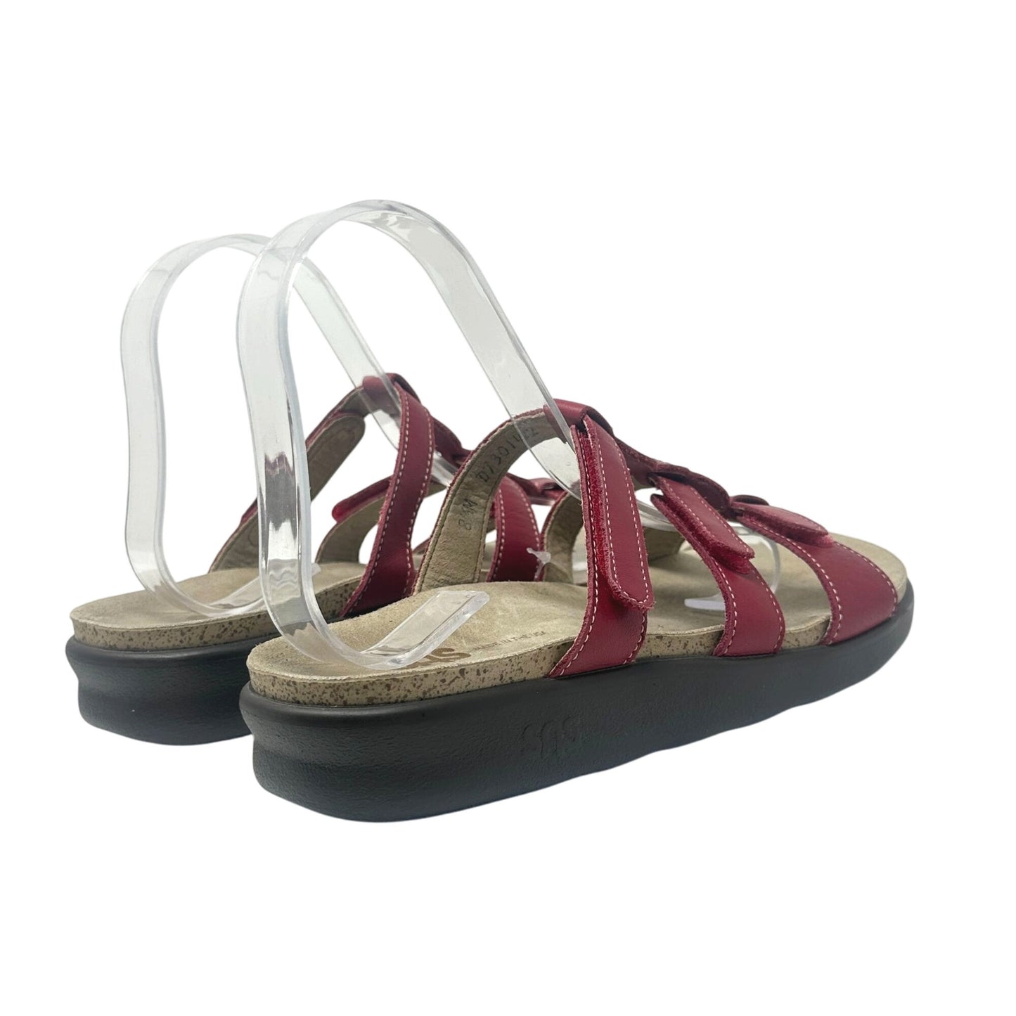 SAS Naples Slide Sandal Red Leather 8.5 M Tripad Comfort Strap Vacation Resort