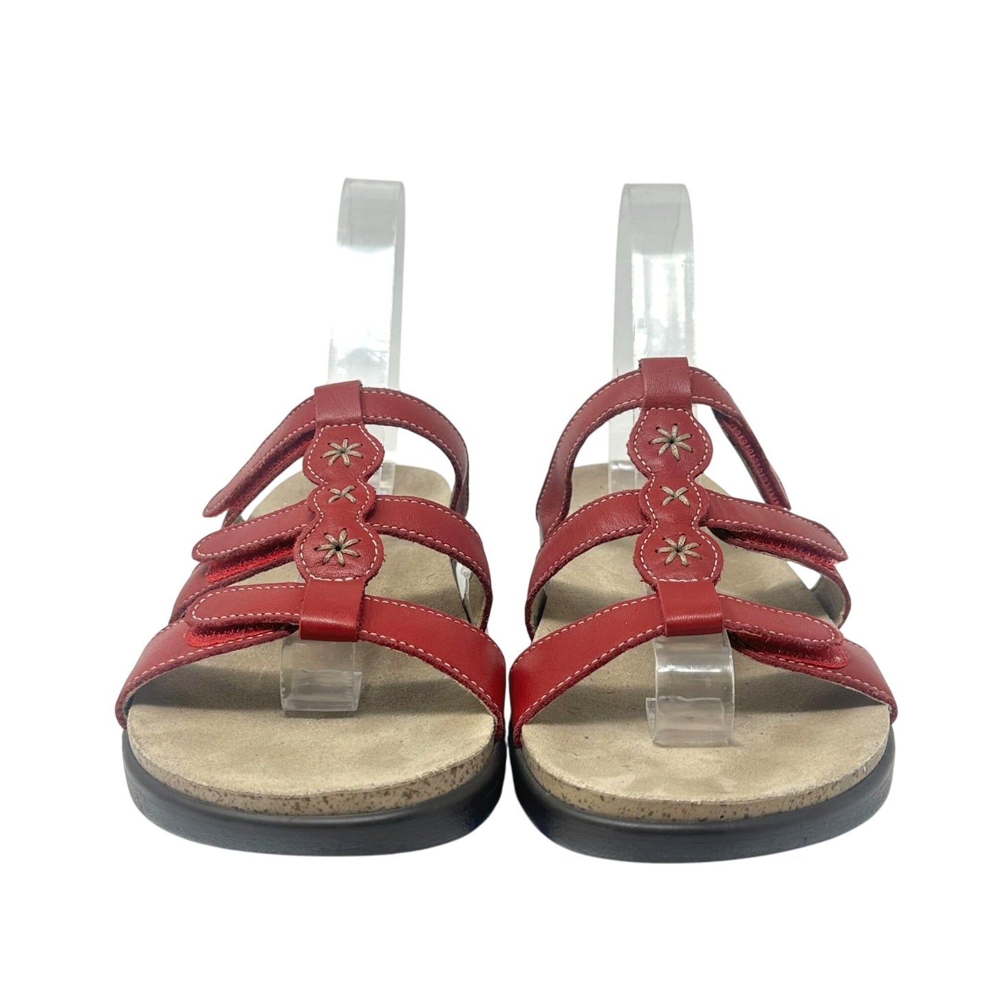 SAS Naples Slide Sandal Red Leather 8.5 M Tripad Comfort Strap Vacation Resort