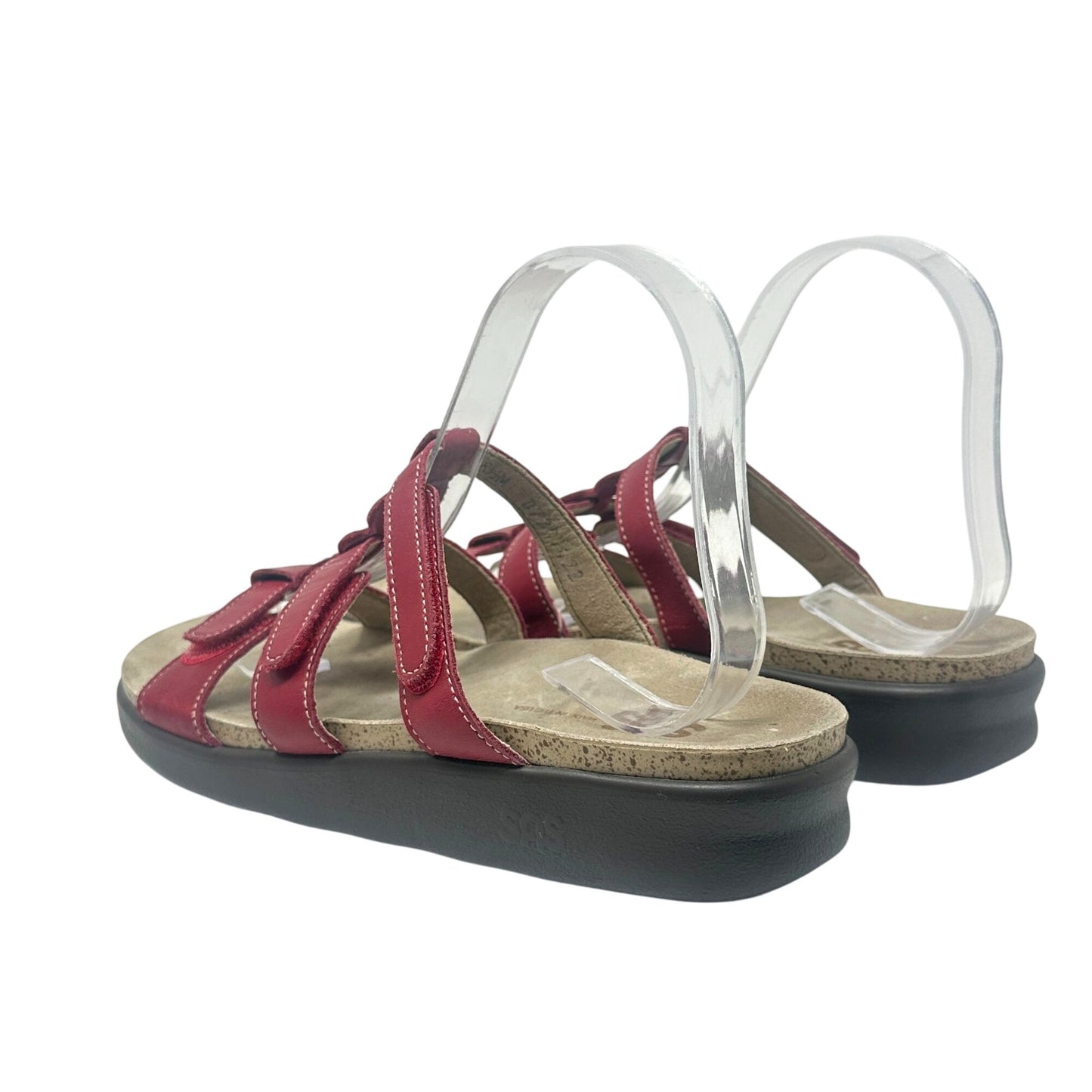 SAS Naples Slide Sandal Red Leather 8.5 M Tripad Comfort Strap Vacation Resort
