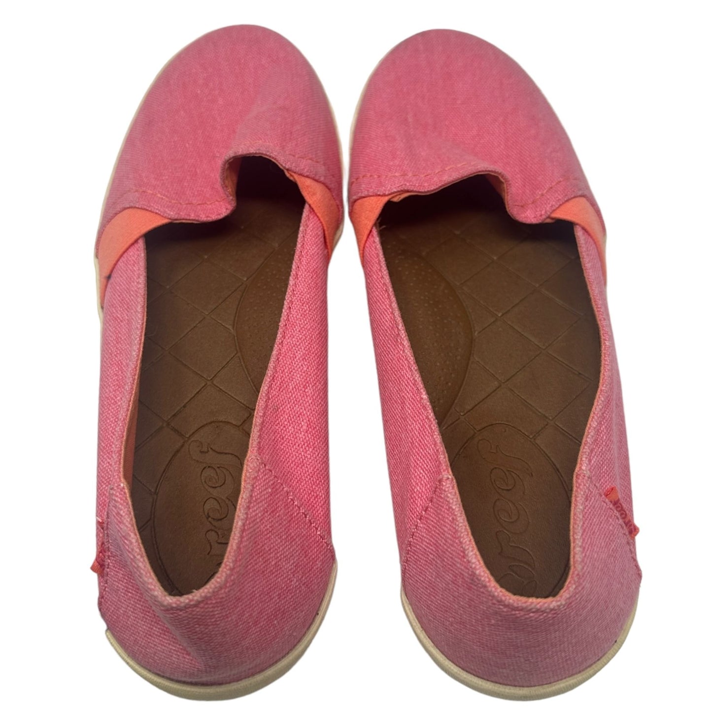 Reef Womens 9.5 Sun Drift Pink Canvas Slip On Casual Loafer Shoes Round Toe