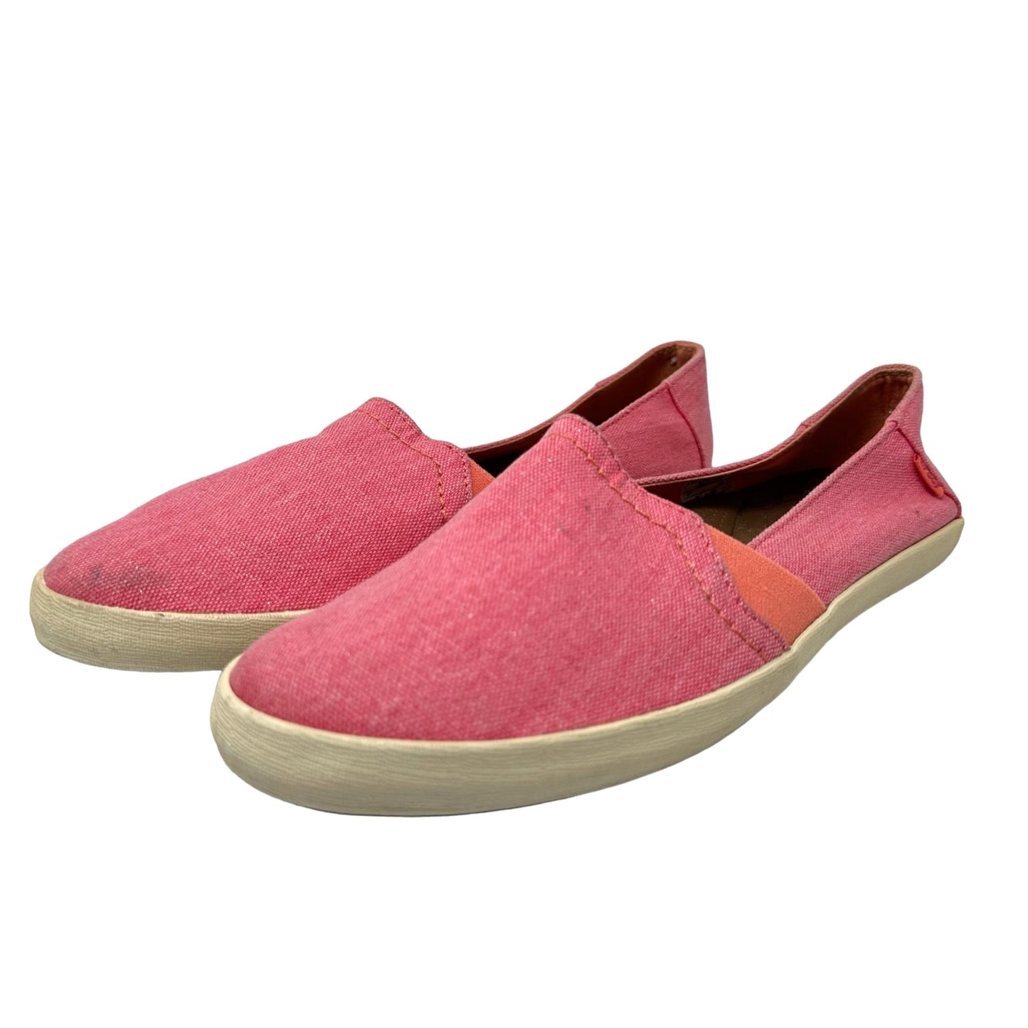 Reef Womens 9.5 Sun Drift Pink Canvas Slip On Casual Loafer Shoes Round Toe