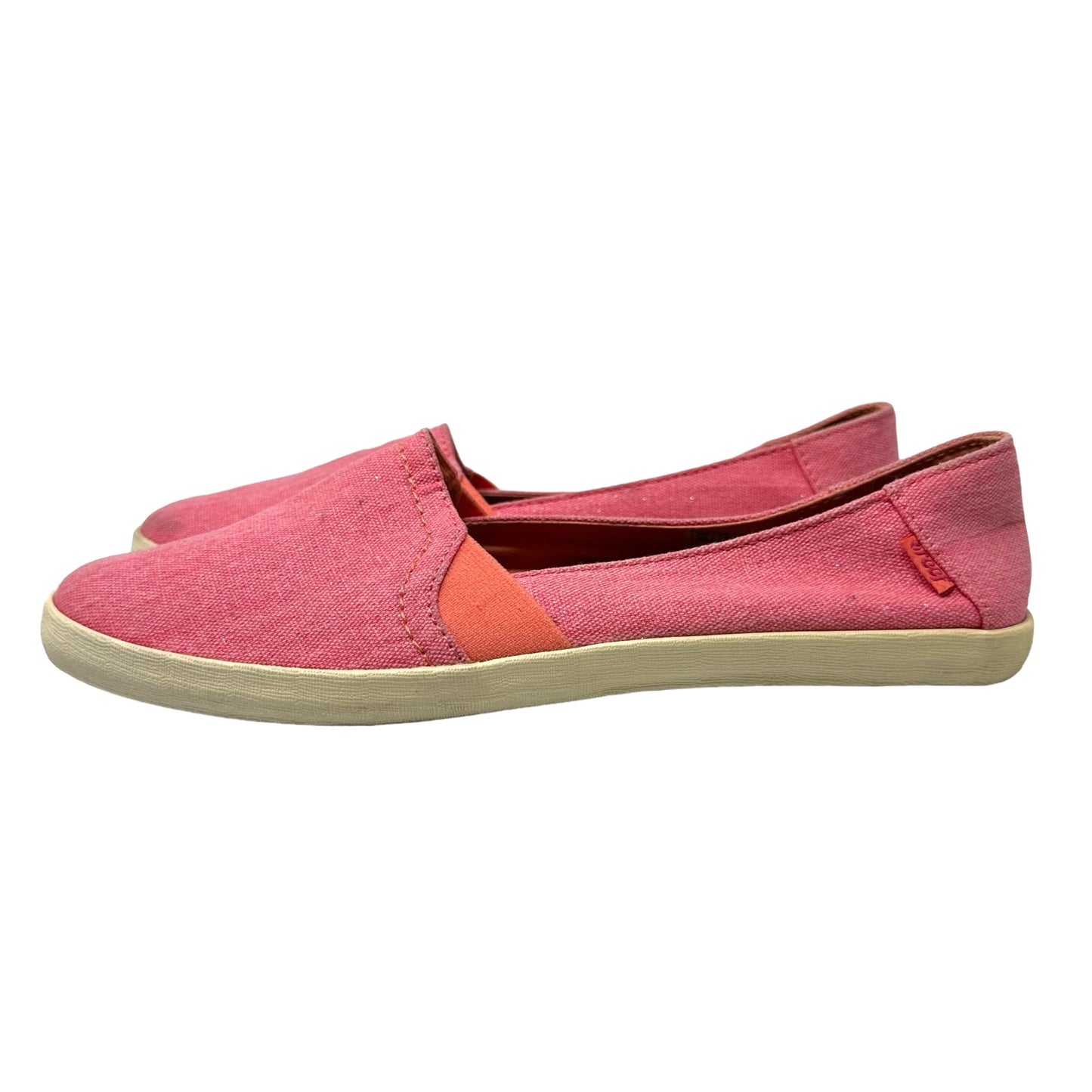 Reef Womens 9.5 Sun Drift Pink Canvas Slip On Casual Loafer Shoes Round Toe