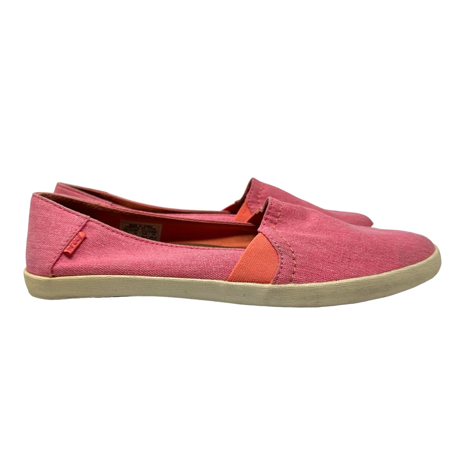 Reef Womens 9.5 Sun Drift Pink Canvas Slip On Casual Loafer Shoes Round Toe