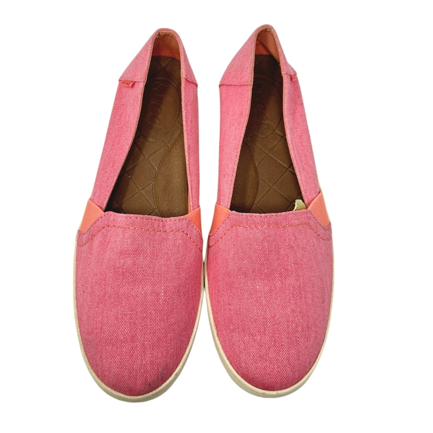 Reef Womens 9.5 Sun Drift Pink Canvas Slip On Casual Loafer Shoes Round Toe